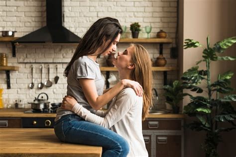 Lesbian passionate kissing